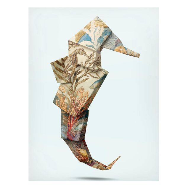 Magnettafel - Jonas Loose - Origami Seepferdchen - Memoboard Hochformat 4:3