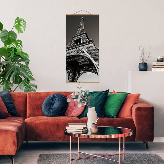 Stoffbild mit Posterleisten - Eiffelturm - Hochformat 1:2