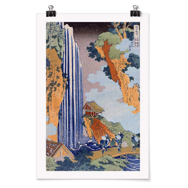 Poster - Katsushika Hokusai - Ono Wasserfall - Hochformat 3:2