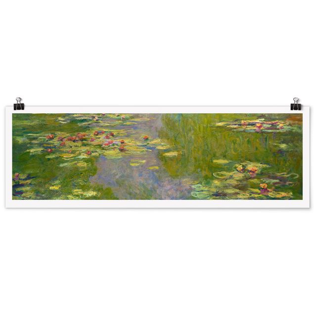 Poster - Claude Monet - Grüne Seerosen - Panorama Querformat