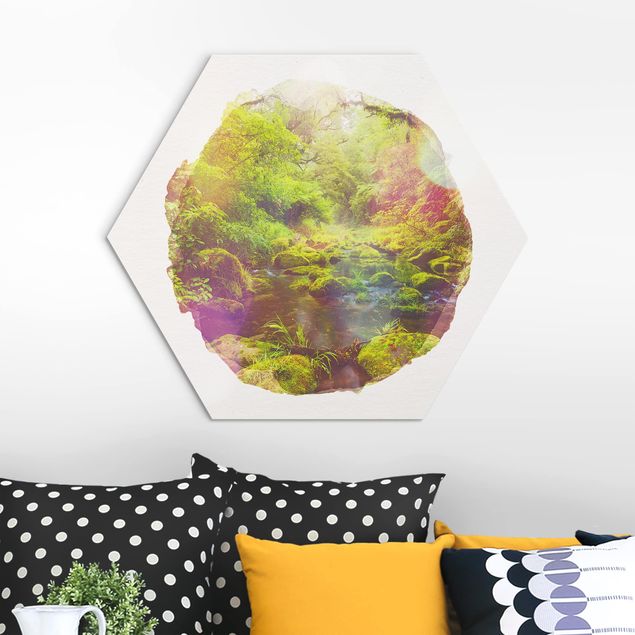Hexagon Bild Alu-Dibond - Wasserfarben - Bay of Plenty