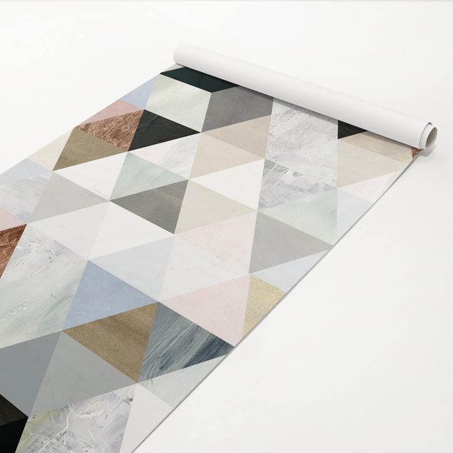 Möbelfolie Muster - Aquarell-Mosaik mit Dreiecken I