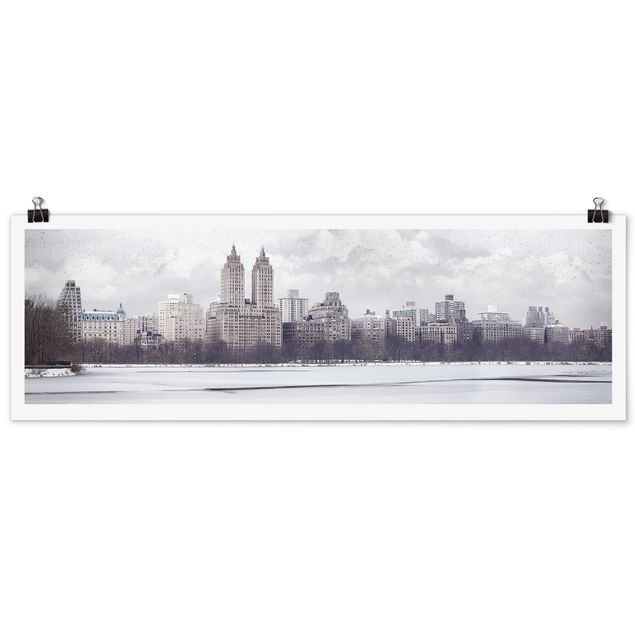 Poster - No.YK2 New York im Schnee - Panorama Querformat