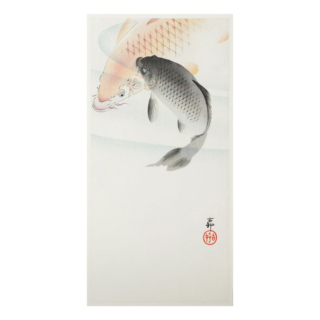 Aluminium Print gebürstet - Vintage Illustration Asiatische Fische I - Hochformat 2:1