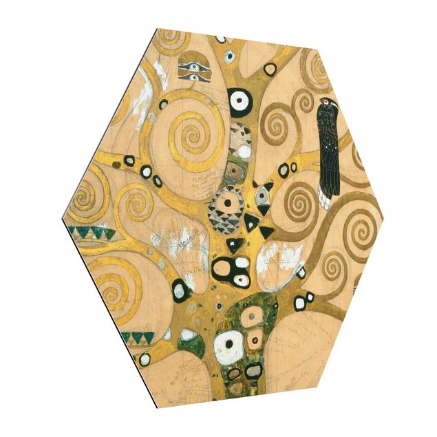 Hexagon Bild Alu-Dibond - Gustav Klimt - Der Lebensbaum