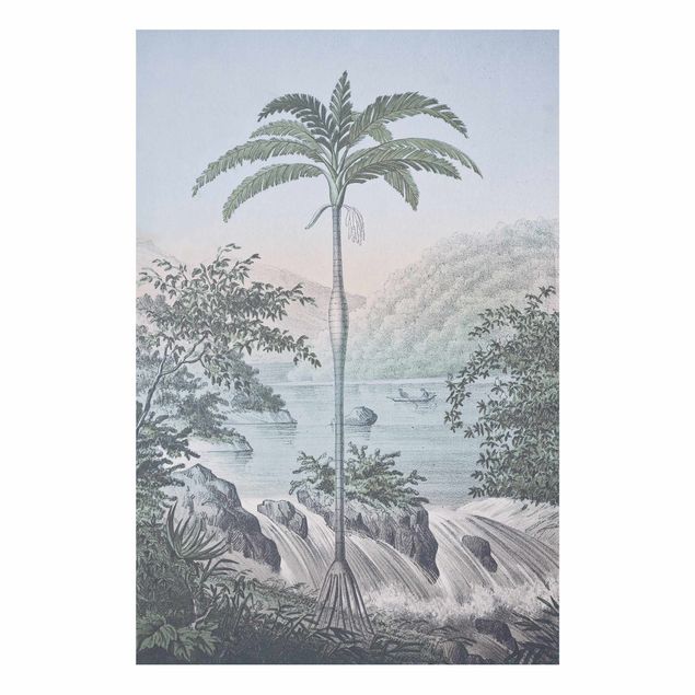 Forex Fine Art Print - Vintage Illustration - Landschaft mit Palme - Hochformat 3:2