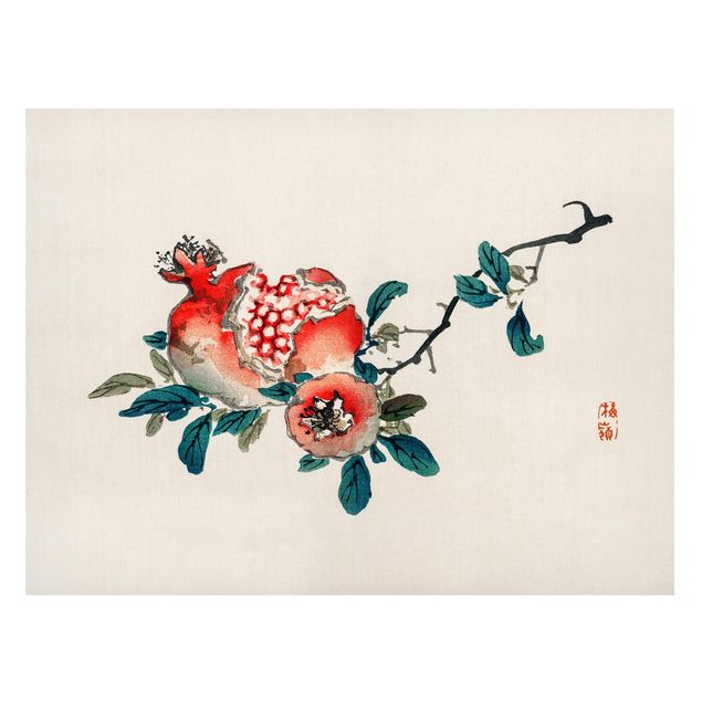 Magnettafel - Asiatische Vintage Zeichnung Granatapfel - Memoboard Querformat 3:4