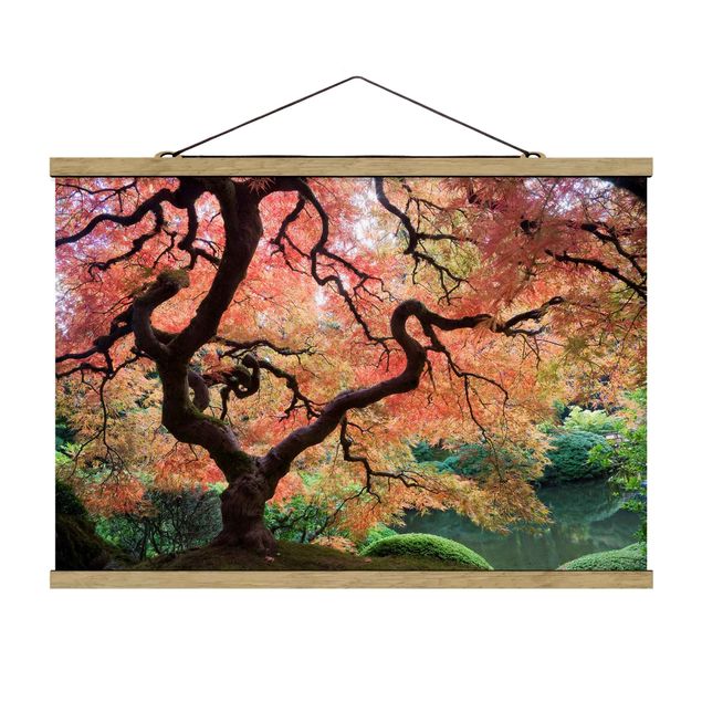 Stoffbild mit Posterleisten - Japanischer Garten - Querformat 3:2