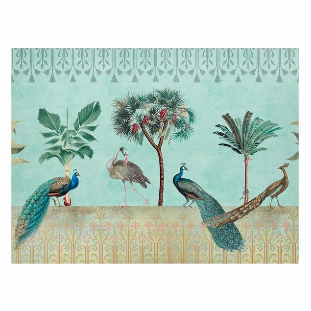 Magnettafel - Vintage Collage - Tropische Vögel mit Palmen - Memoboard Querformat 3:4