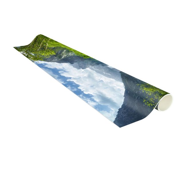 Teppich grün Bergsee mit Spiegelung