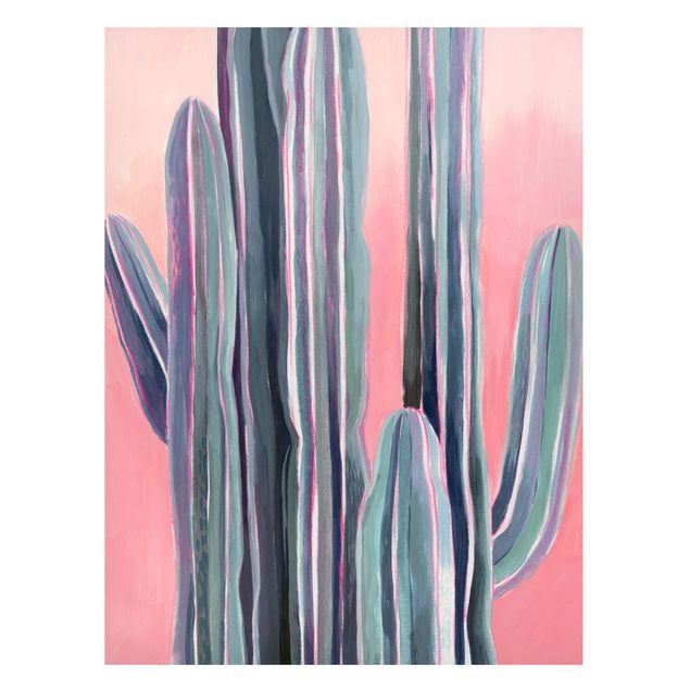 Magnettafel - Kaktus auf Rosa I - Memoboard Hochformat 4:3