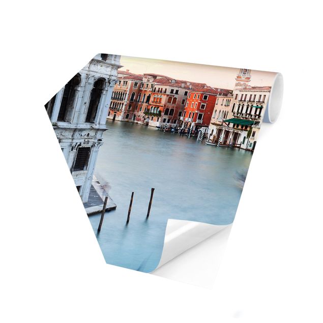 Hexagon Mustertapete selbstklebend - Canale Grande Blick von der Rialtobrücke Venedig