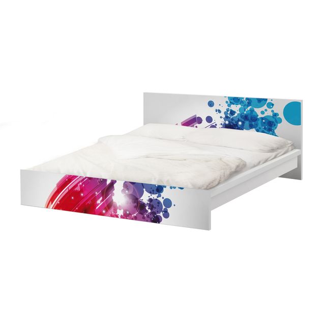 Möbelfolie für IKEA Malm Bett niedrig 160x200cm - Klebefolie Rainbow Wave and Bubbles