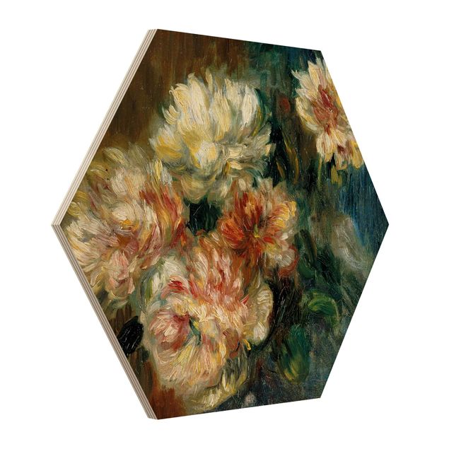 Hexagon Bild Holz - Auguste Renoir - Vase Pfingstrosen