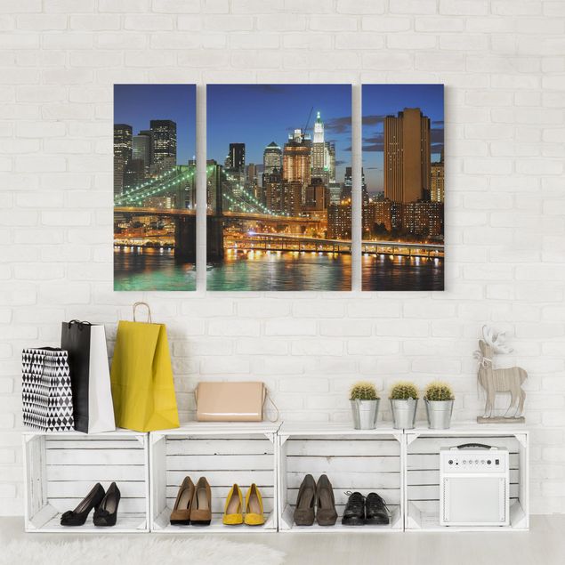 Leinwandbild 3-teilig - Manhattan Panorama - Triptychon