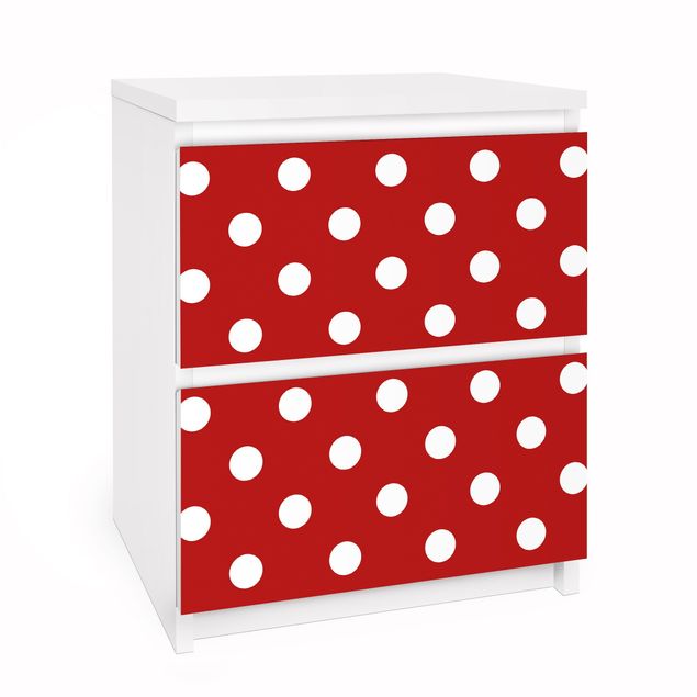 Möbelfolie für IKEA Malm Kommode - Selbstklebefolie No.DS92 Punktdesign Girly Rot