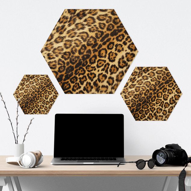 Hexagon Bild Alu-Dibond - Jaguar Skin