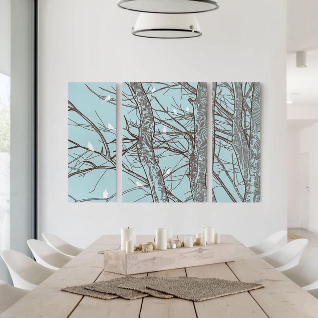Leinwandbild 3-teilig - Winterbäume - Triptychon
