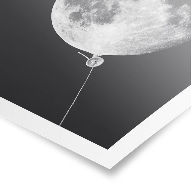 Poster - Jonas Loose - Luftballon mit Mond - Hochformat 3:4