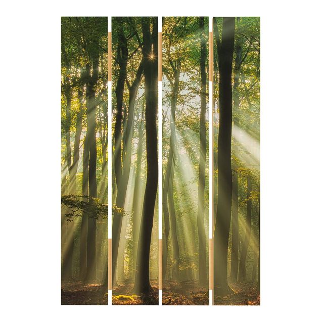 Holzbild - Sonnentag im Wald - Hochformat 3:2