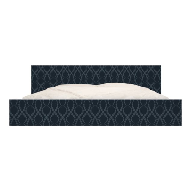 Möbelfolie für IKEA Malm Bett niedrig 180x200cm - Klebefolie Schwarze Perlen Ornament