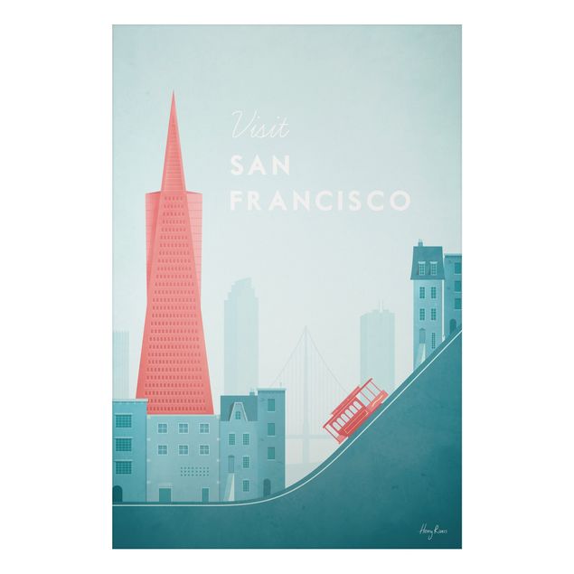 Aluminium Print - Reiseposter - San Francisco - Hochformat 3:2