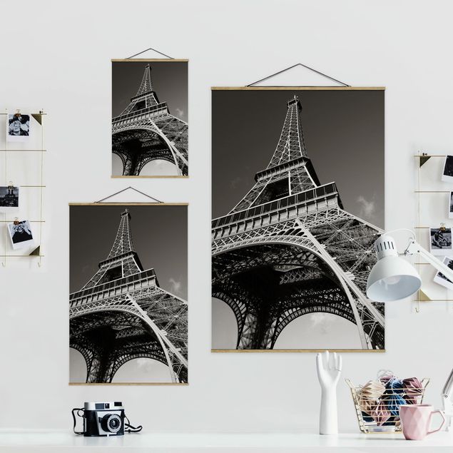 Stoffbild mit Posterleisten - Eiffelturm - Hochformat 2:3