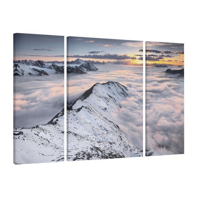 Leinwandbild 3-teilig - Blick über Wolken und Berge - Triptychon