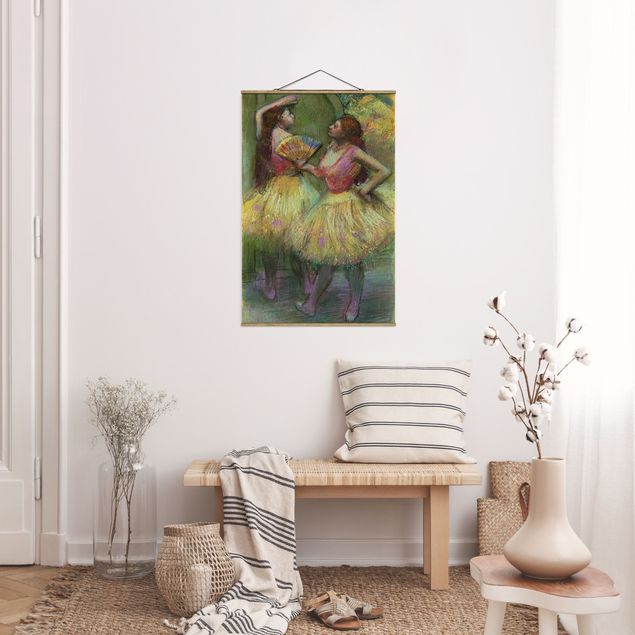 Stoffbild mit Posterleisten - Edgar Degas - Zwei Tänzerinnen - Hochformat 2:3