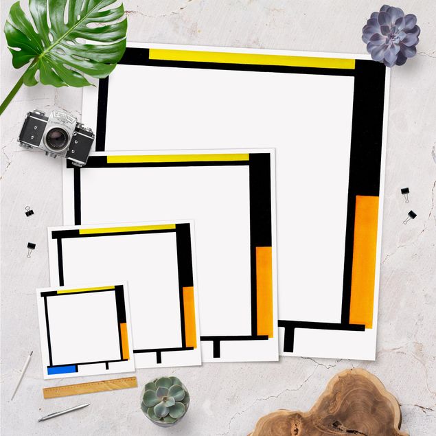 Poster - Piet Mondrian - Komposition II - Quadrat 1:1