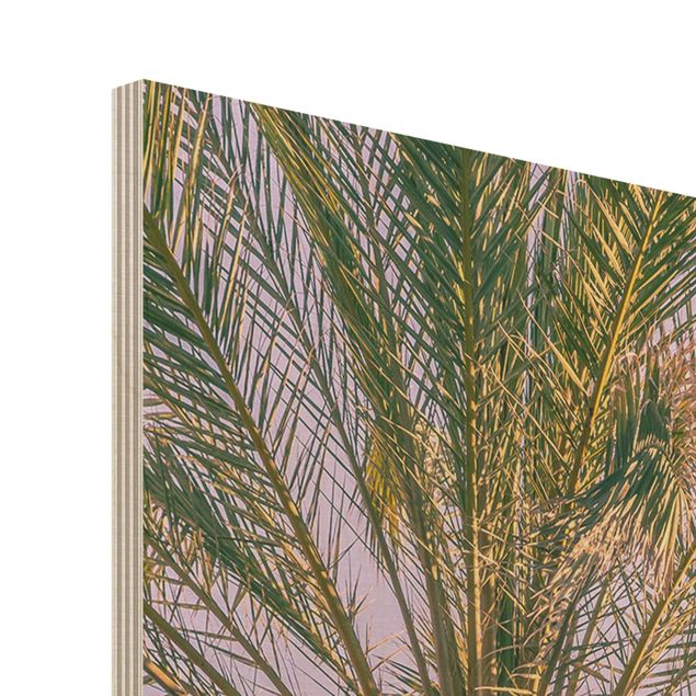Holzbild - Palmen im Sonnenuntergang - Hochformat 4:3