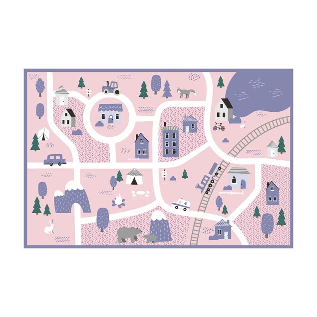Teppich violett Dorf - Ab aufs Land