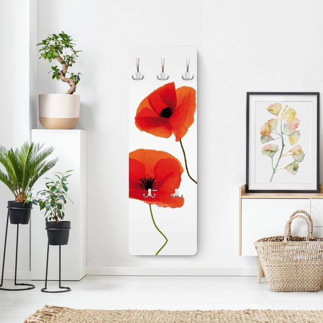 Garderobe Blumen - Charming Poppies - Weiß Rot