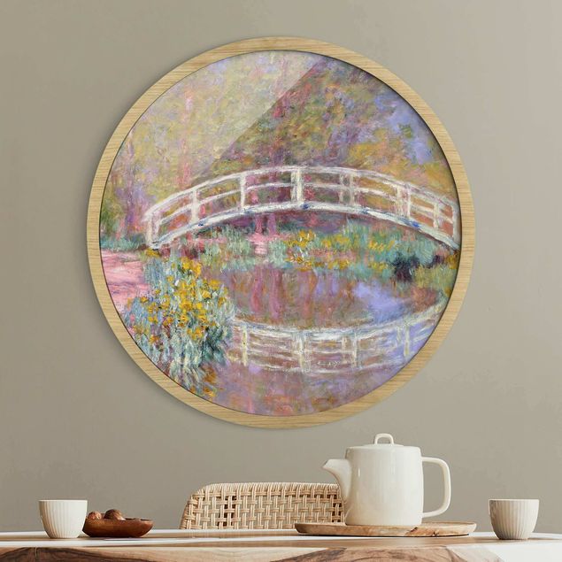 Rundes Gerahmtes Bild - Claude Monet - Brücke Monets Garten