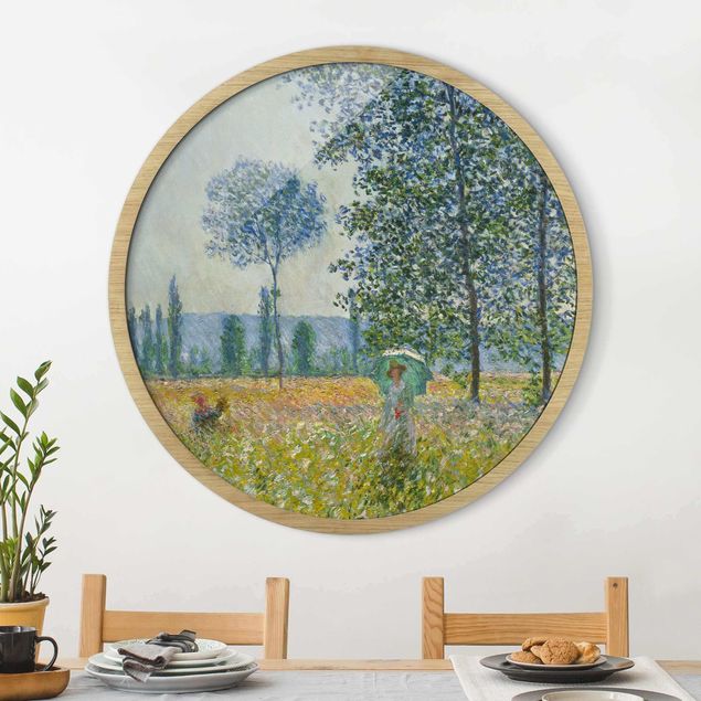Gerahmte Bilder Rund Claude Monet - Felder im Frühling