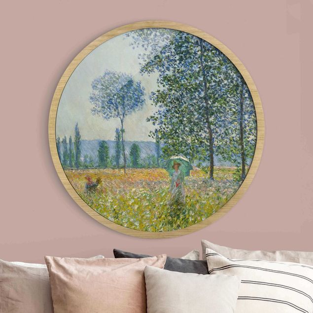 Rundes Gerahmtes Bild - Claude Monet - Felder im Frühling