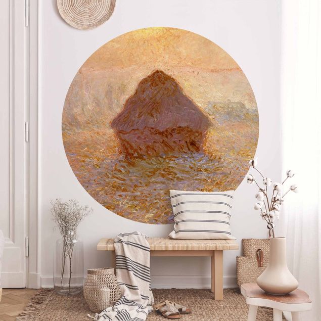 Runde Tapete selbstklebend - Claude Monet - Heuhaufen im Nebel