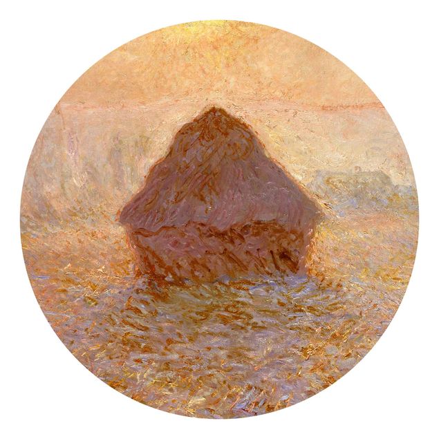 Runde Tapete selbstklebend - Claude Monet - Heuhaufen im Nebel