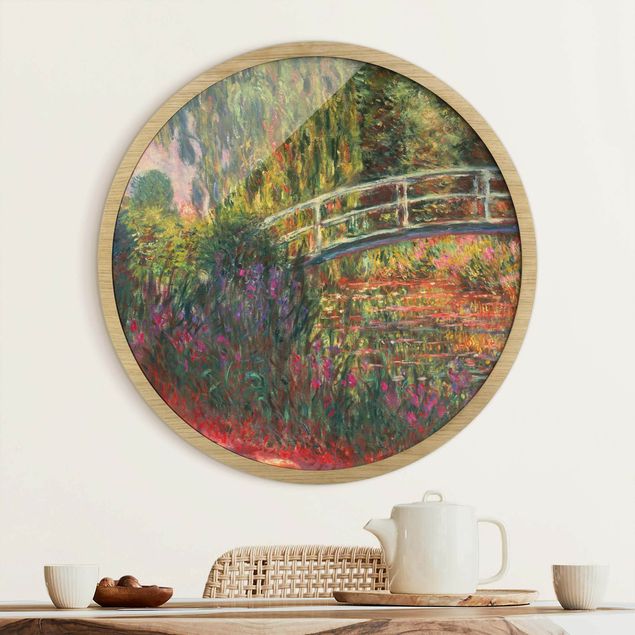 Runde gerahmte Bilder Claude Monet - Japanische Brücke im Garten von Giverny