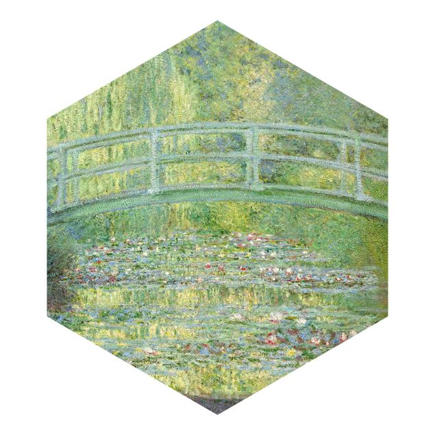 Hexagon Mustertapete selbstklebend - Claude Monet - Japanische Brücke