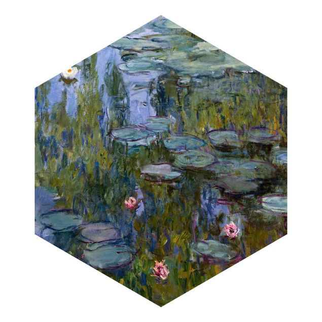 Hexagon Mustertapete selbstklebend - Claude Monet - Seerosen (Nympheas)
