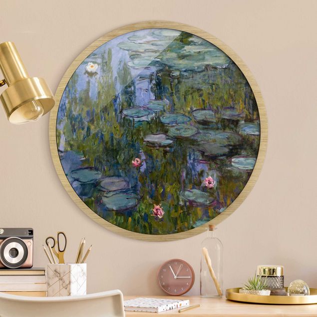 Rundes Gerahmtes Bild - Claude Monet - Seerosen (Nympheas)