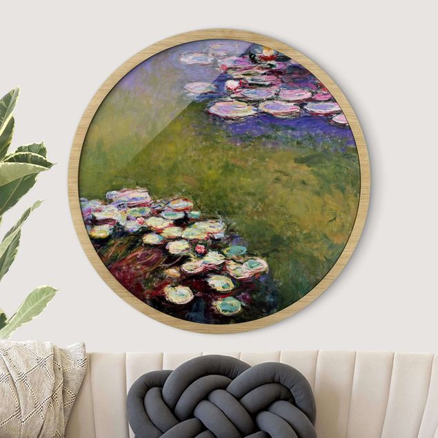 Runde Bilder mit Rahmen Claude Monet - Seerosen