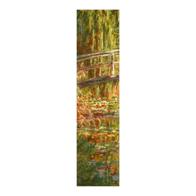 Schiebegardinen Set - Claude Monet - Seerosenteich und japanische Brücke (Harmonie in rosa) - 5 Flächenvorhänge