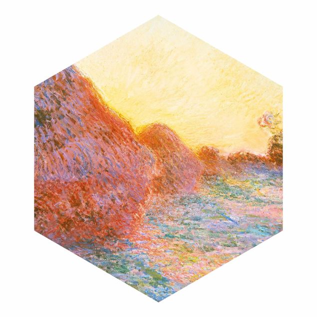 Hexagon Mustertapete selbstklebend - Claude Monet - Strohschober