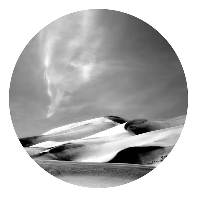 Runde Tapete selbstklebend - Colorado Dünen Schwarz-Weiß