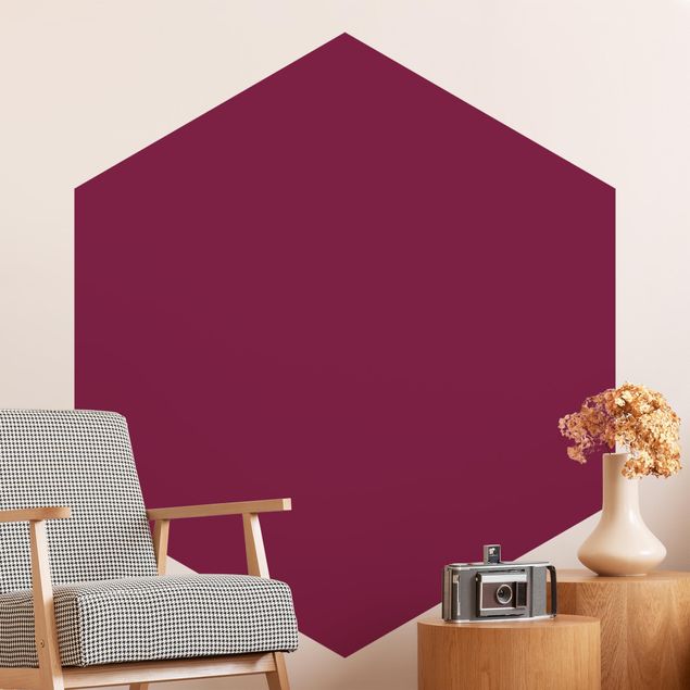 Hexagon Mustertapete selbstklebend - Colour Wine Red