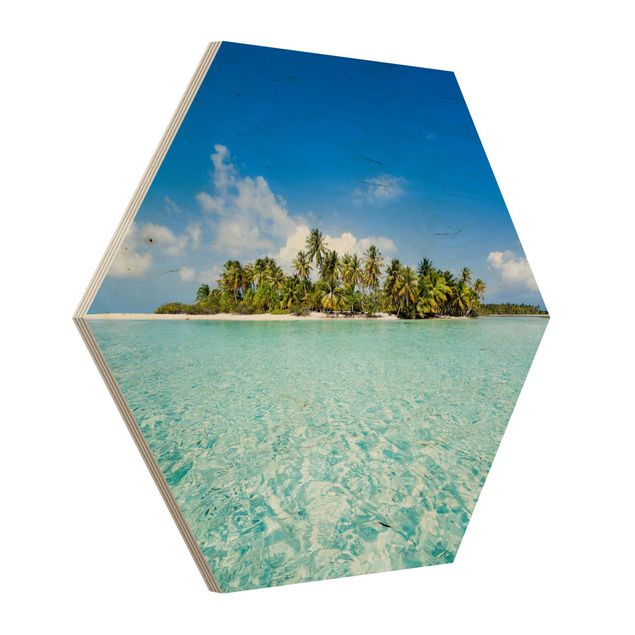 Hexagon Bild Holz - Crystal Clear Water