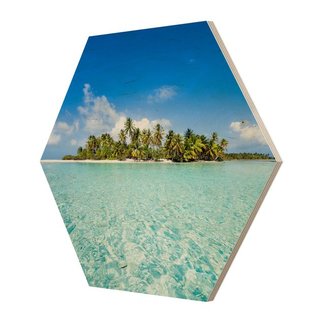 Hexagon Bild Holz - Crystal Clear Water