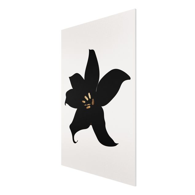 Forex Fine Art Print - Grafische Pflanzenwelt - Orchidee Schwarz und Gold - Hochformat 3:2